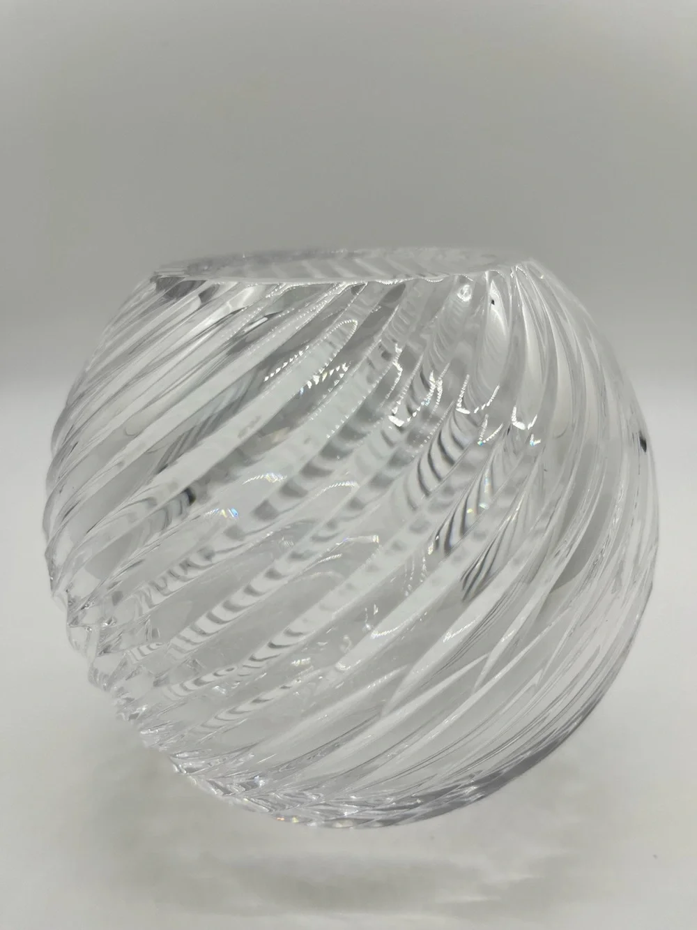 Vintage Astral Swirled Lead Crystal Glass Sphere Rose Bowl Vase